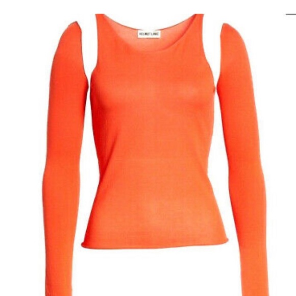 New Helmut Lang Camp Knit Top Detachable Sleeve Orange Fall Autumn 🍂 Halloween - Picture 2 of 7